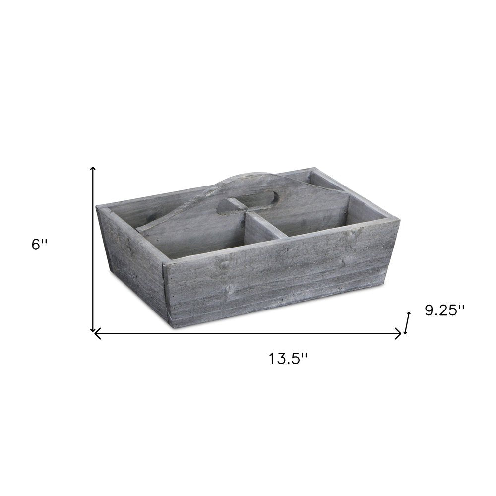 14" Gray Solid Wood Organizing Box HomeRoots