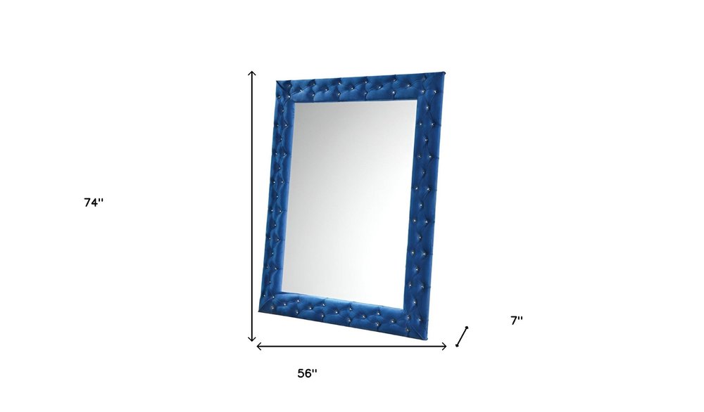 74" Blue Square Wood Framed Mounted Accent Mirror HomeRoots