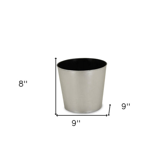 9" Silver Recycled Plastic Indoor Outdoor Round Pot Planter HomeRoots