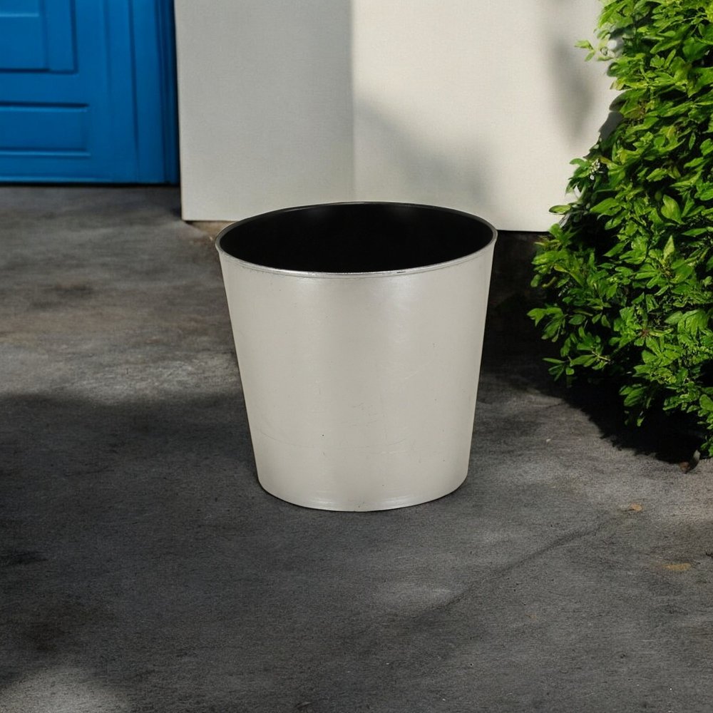 9" Silver Recycled Plastic Indoor Outdoor Round Pot Planter HomeRoots