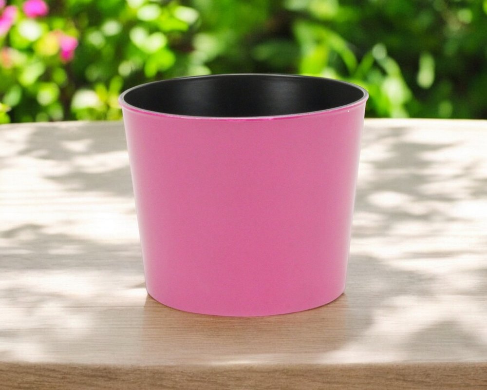 7" Hot Pink Recycled Plastic Indoor Outdoor Round Pot Planter HomeRoots