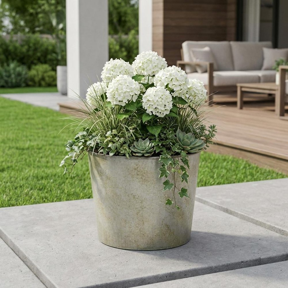 7" Gray Recycled Plastic Indoor Outdoor Round Pot Planter HomeRoots
