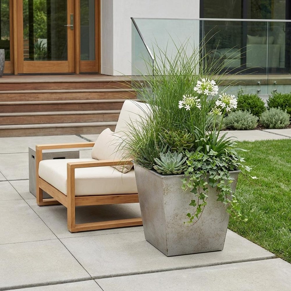 5" Gray Recycled Plastic Indoor Outdoor Square Pot Planter HomeRoots