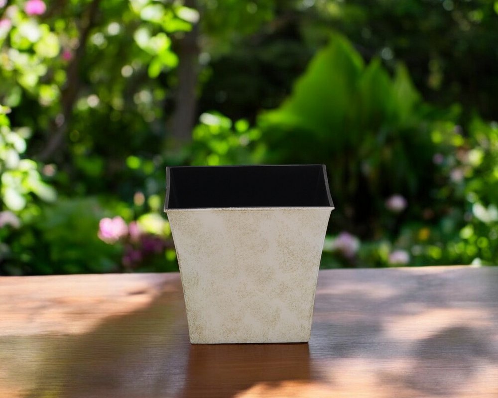 7" Cream Recycled Plastic Indoor Outdoor Square Pot Planter HomeRoots