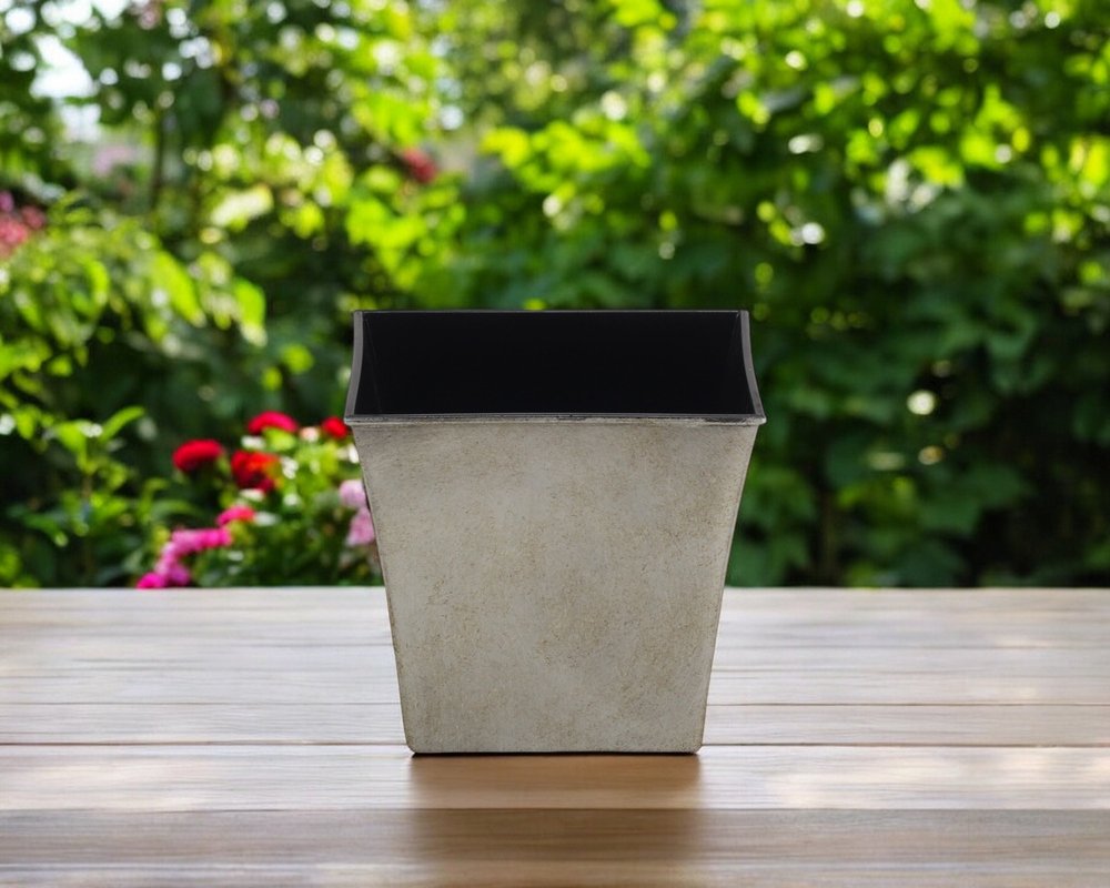 7" Gray Recycled Plastic Indoor Outdoor Square Pot Planter HomeRoots