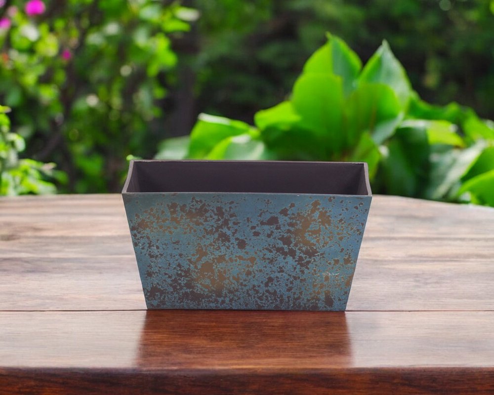 8" Blue Recycled Plastic Indoor Outdoor Rectangular Planter Box - FurniFindUSA