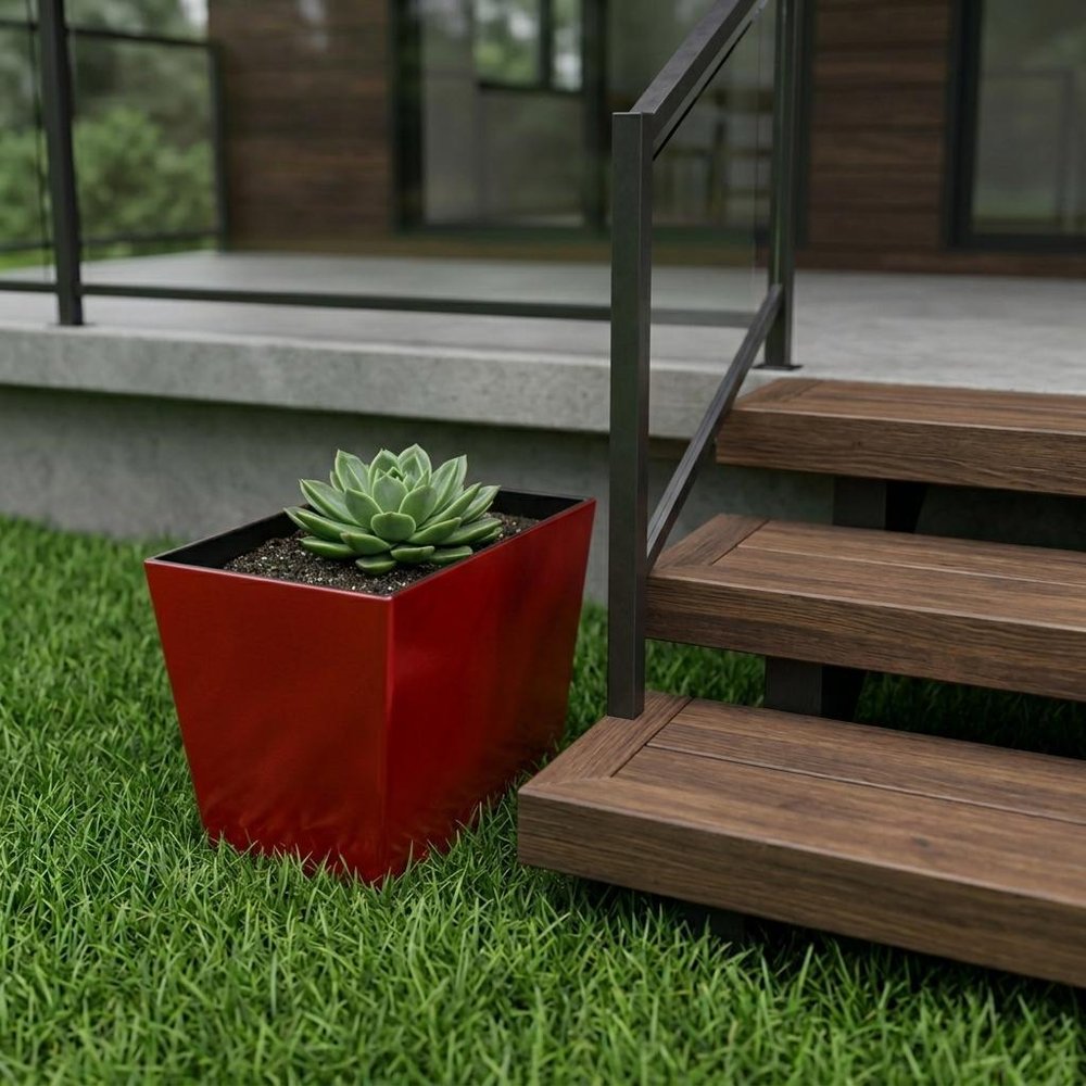 8" Red Recycled Plastic Indoor Outdoor Rectangular Planter Box HomeRoots