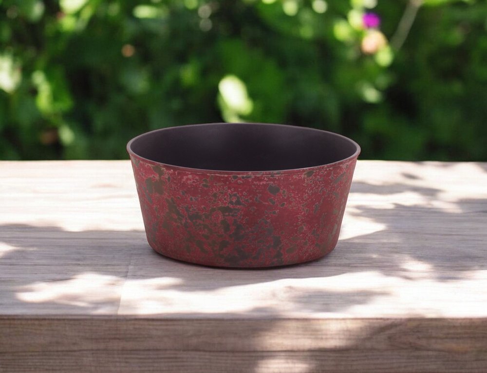10" Red Recycled Plastic Indoor Outdoor Round Pot Planter HomeRoots