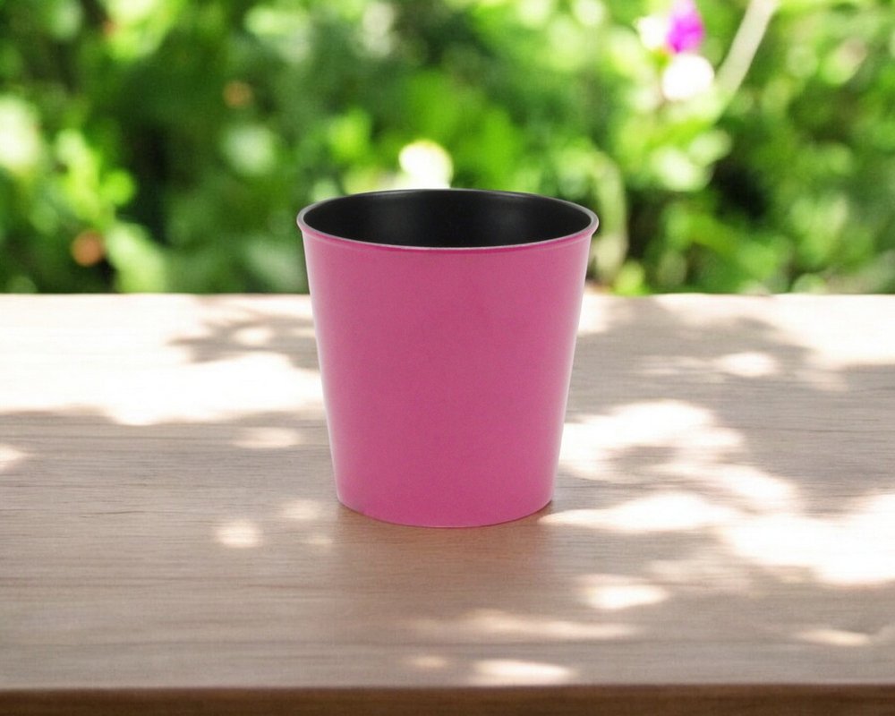 5" Hot Pink Recycled Plastic Indoor Outdoor Round Pot Planter HomeRoots