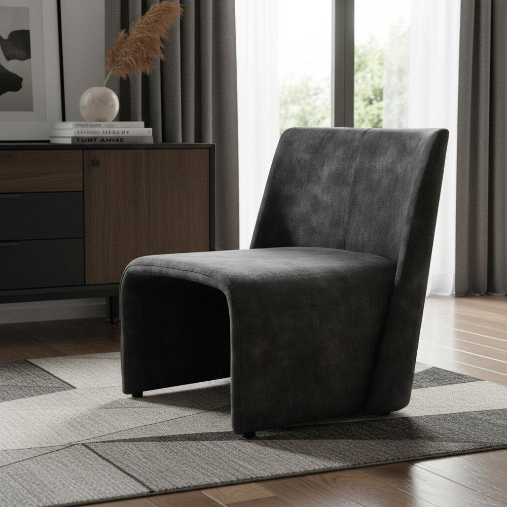 28" Dark Slate Gray Velvet Side Chair HomeRoots
