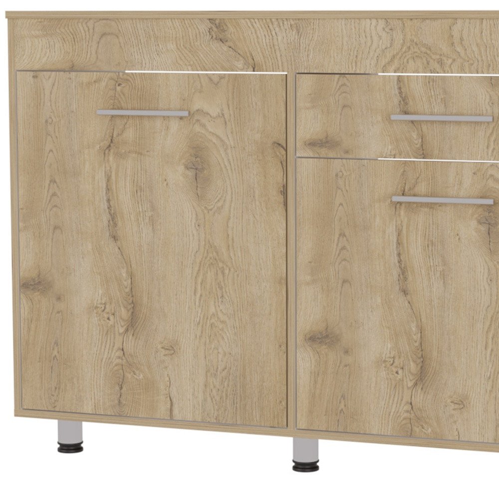 47" Natural Console Accent Cabinet With Three Shelves And One Drawer HomeRoots