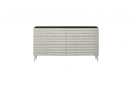 62" Gray Wood Six Drawer Double Dresser