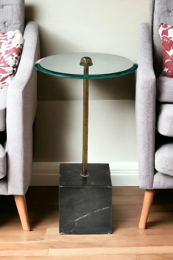 22" Black And Clear Glass Round End Table HomeRoots