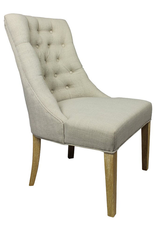 28" Taupe And Natural Upholstered Tufted Side Chair HomeRoots