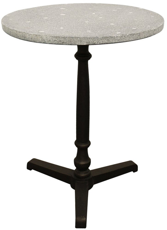 24" Gray And Black Stone And Iron Round Dining Table HomeRoots