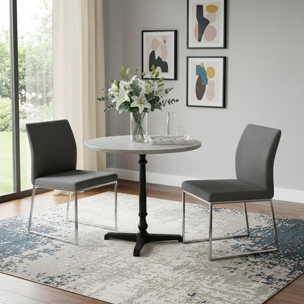 24" Gray And Black Stone And Iron Round Dining Table HomeRoots