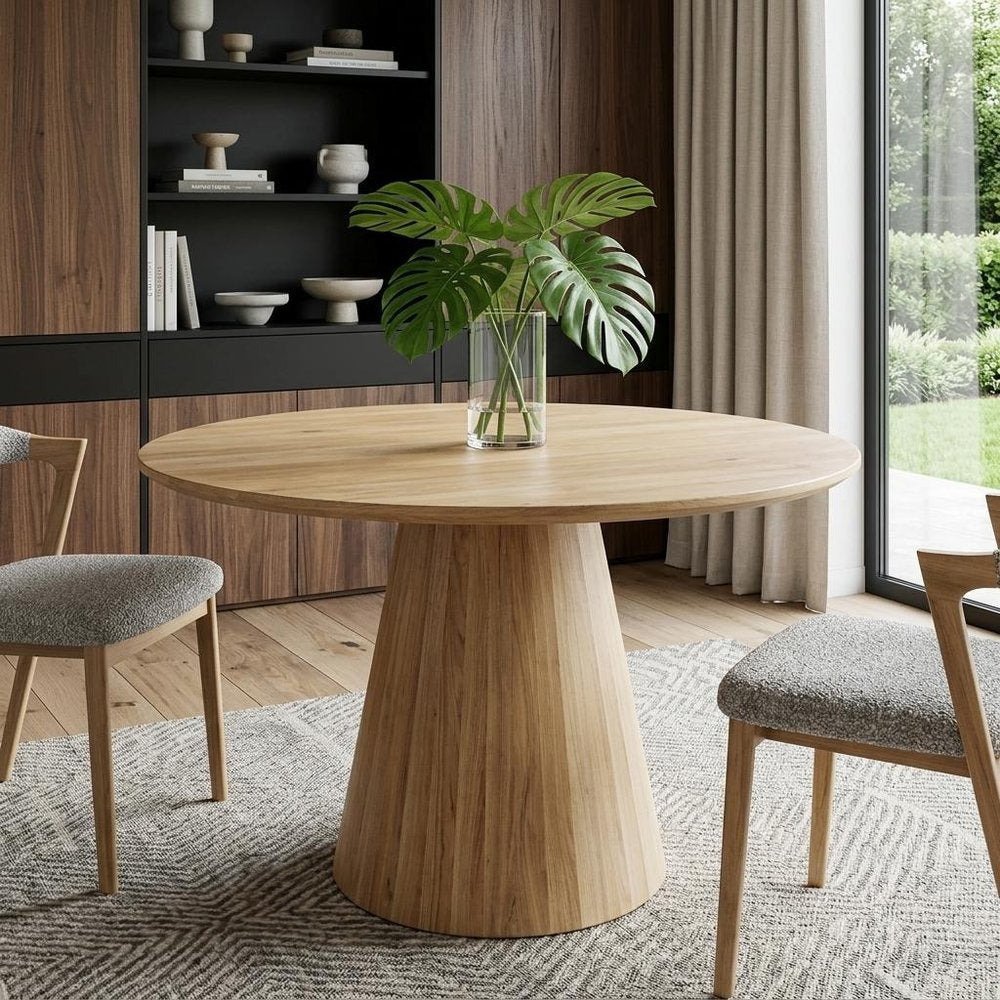 42" Natural Solid Wood Pedestal Base Round Top Dining Table HomeRoots