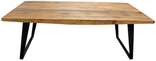 84" Natural And Black Solid Wood And Iron Sled Base Dining Table HomeRoots