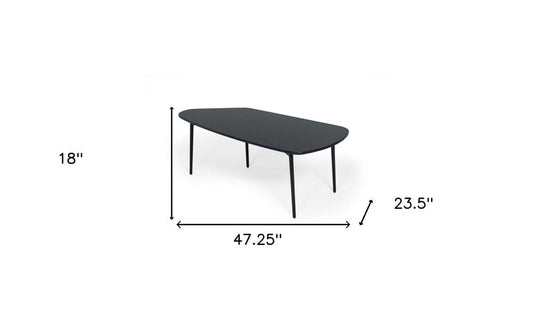 47" Black Faux Marble And Steel Free Form Coffee Table HomeRoots