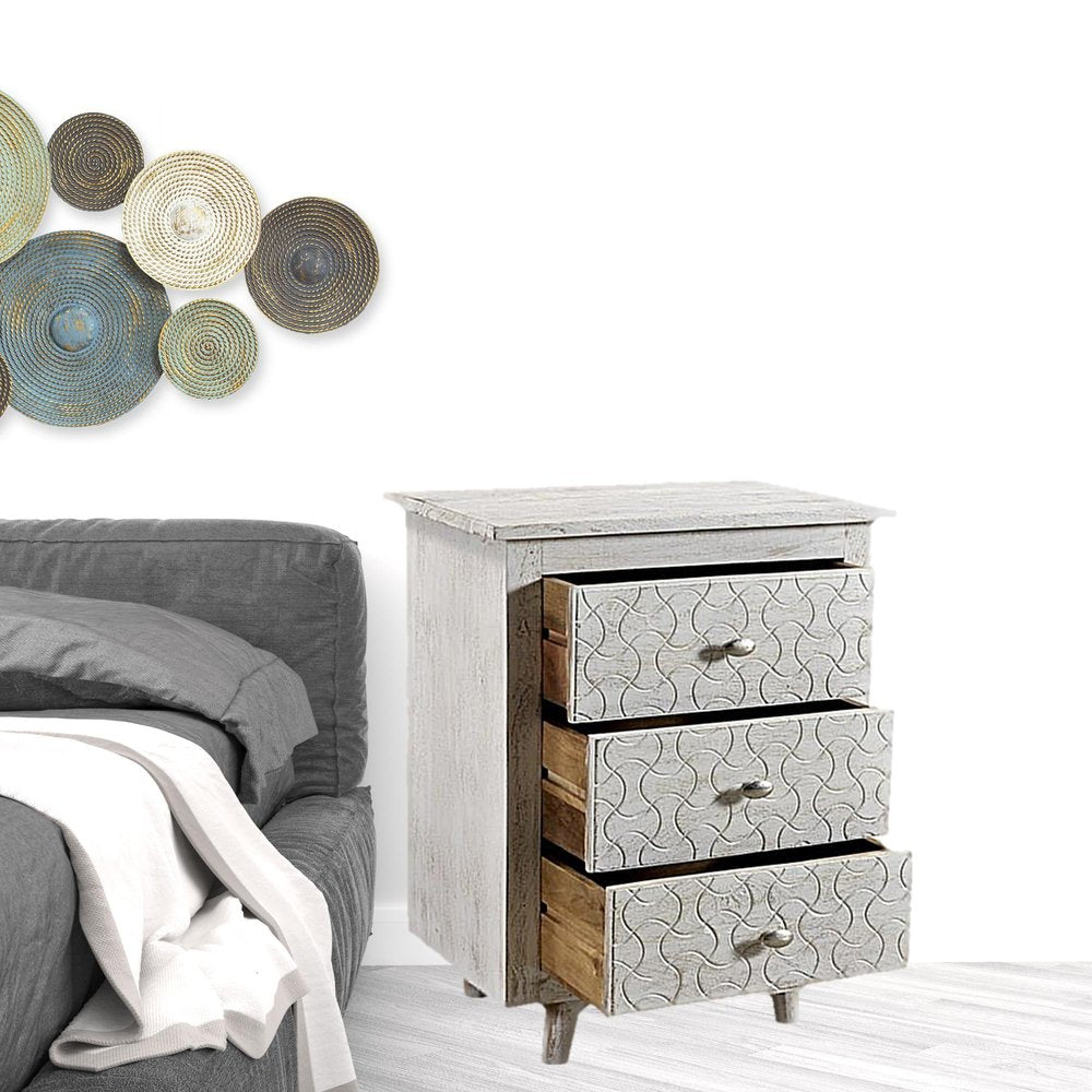 30" White Three Drawer Nightstand HomeRoots