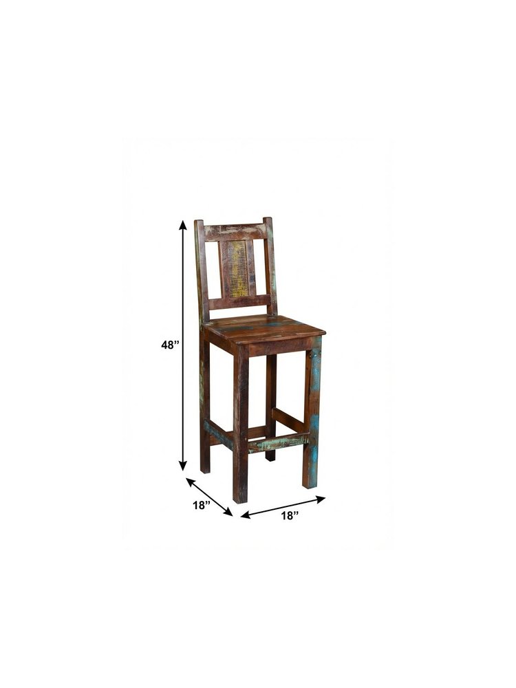 30" Brown Solid Wood Bar Height Bar Chair HomeRoots