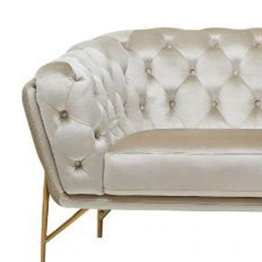 88" Beige Velvet Sofa With Gold Legs HomeRoots