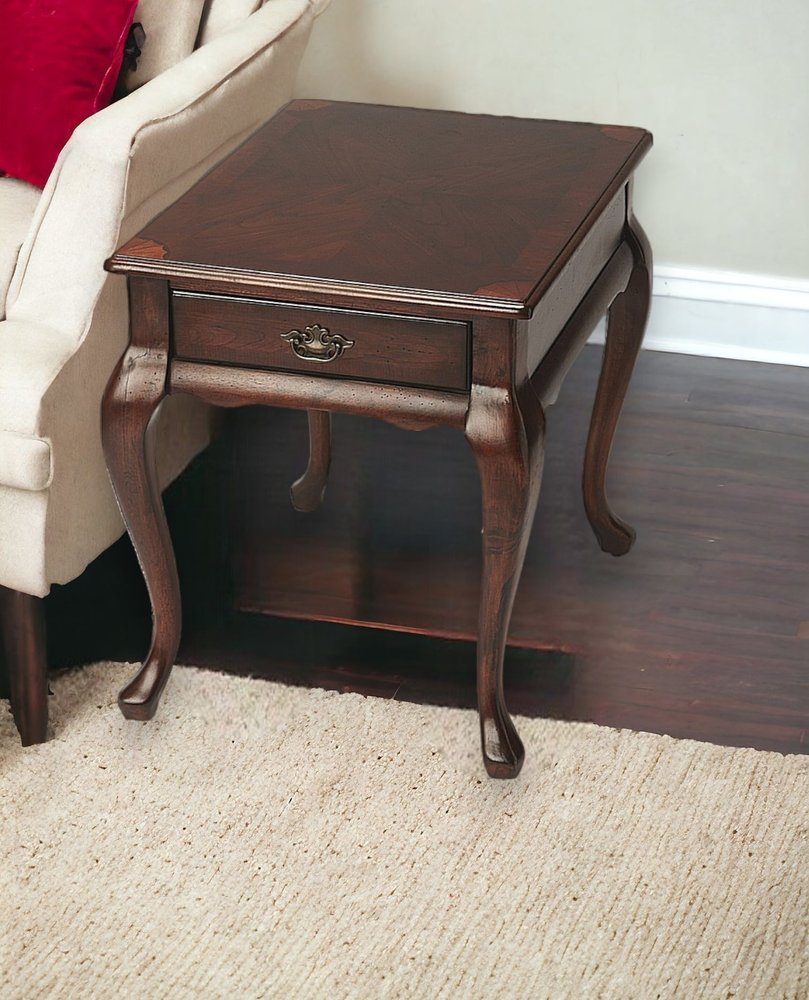 25" Dark Brown Solid And Manufactured Wood Rectangular End Table With Drawer HomeRoots