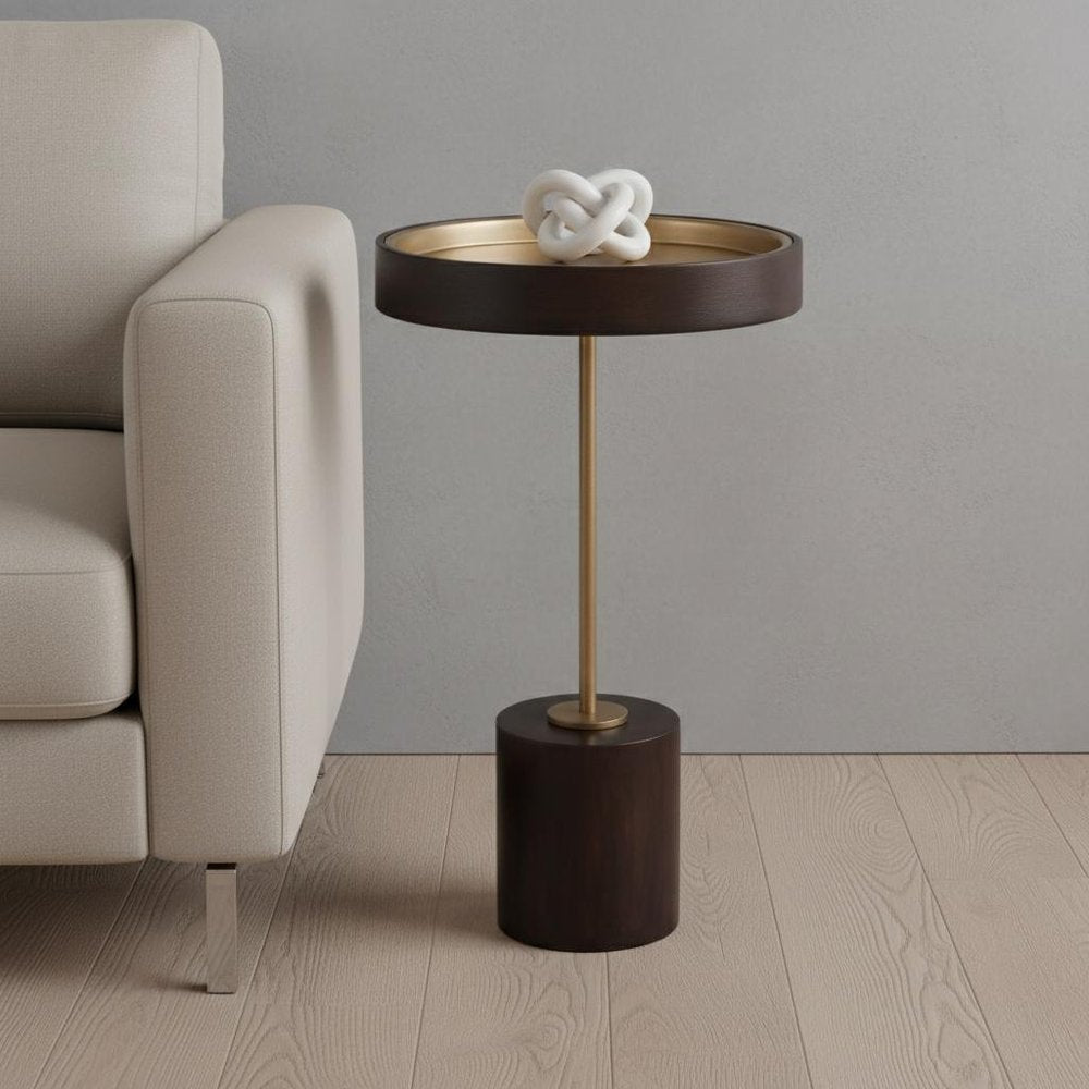 22" Black And Rosegold Solid Wood Round End Table HomeRoots