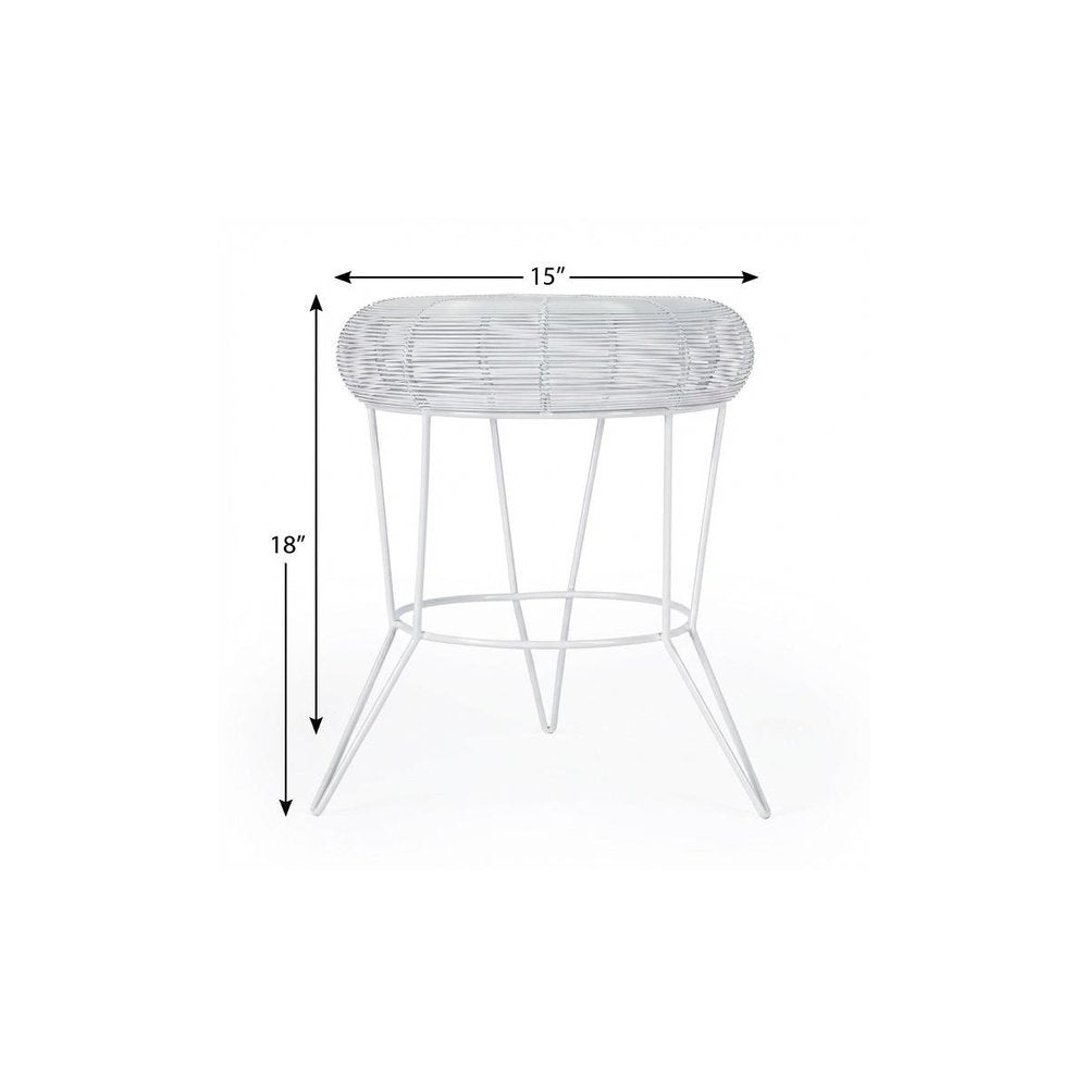 18" White Wire Round top End Table HomeRoots