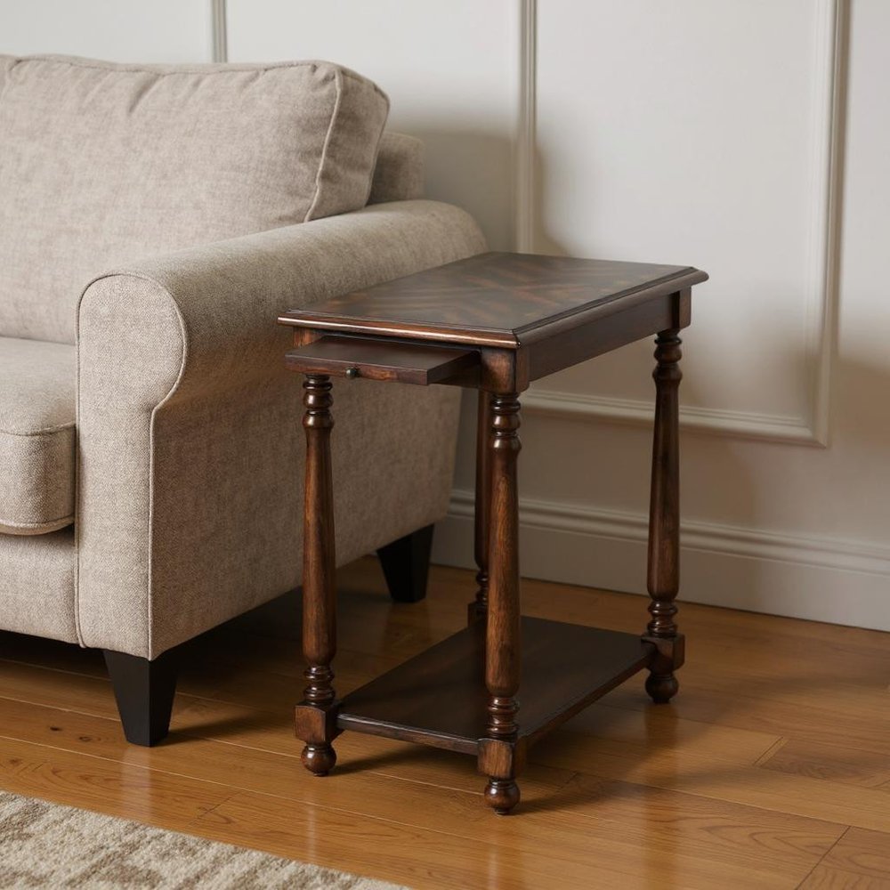 24" Wood Brown End Table With Shelf HomeRoots