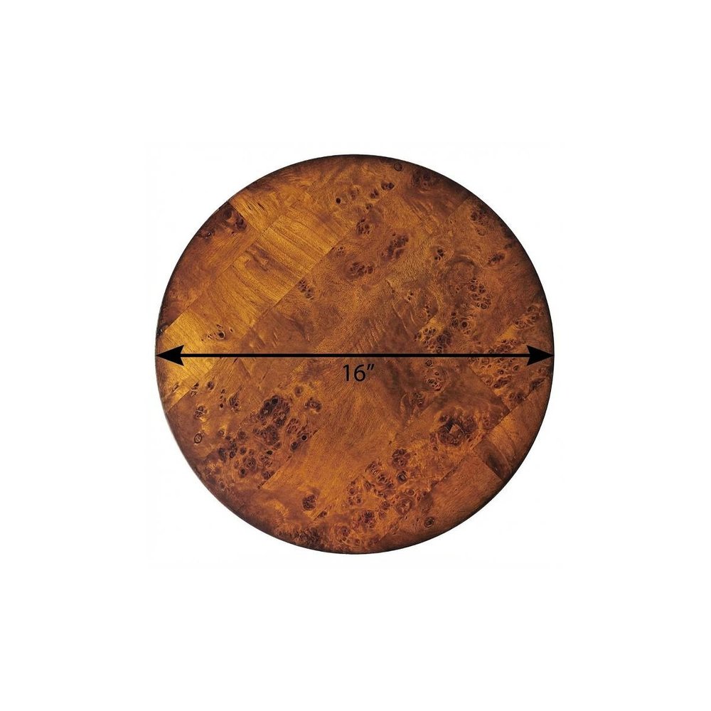 24" Medium Brown Burl Veneer Round End Table HomeRoots