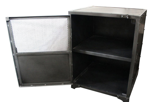 20" Silver Metal Accent Cabinet With Two Shelves