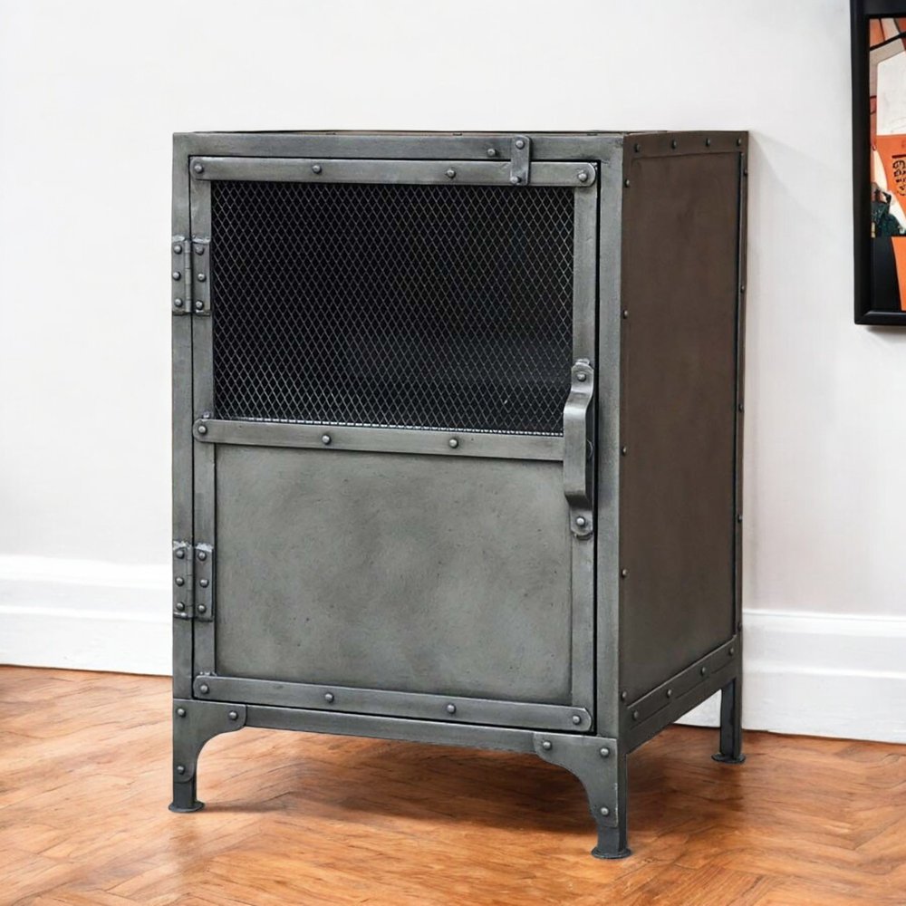 20" Silver Metal Accent Cabinet With Two Shelves HomeRoots