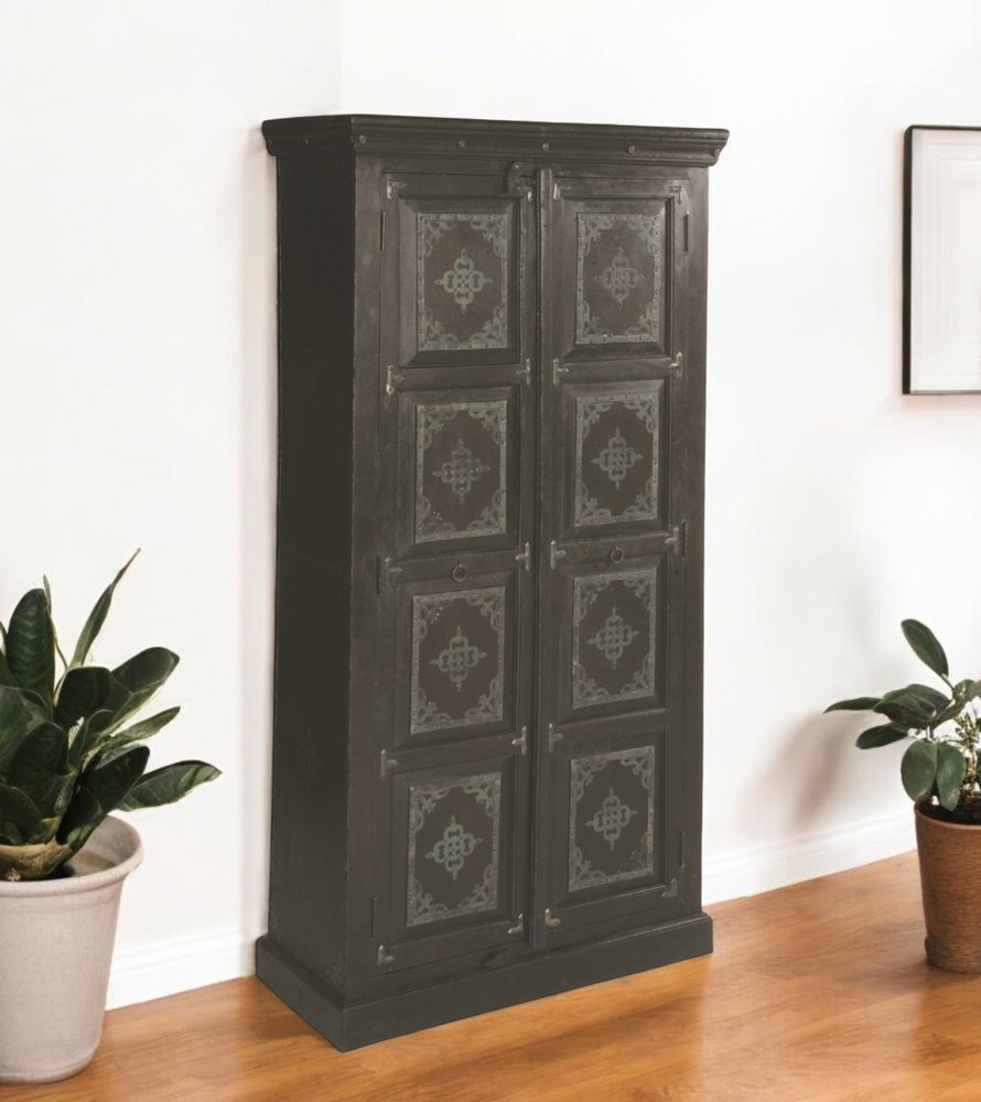 72" Dark Brown Solid Wood Pantry Or Storage Closet HomeRoots