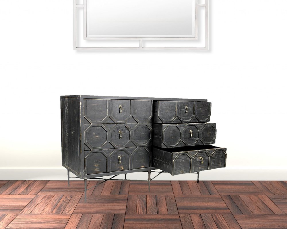 48" Dark Brown Solid Wood Six Drawer Double Dresser HomeRoots