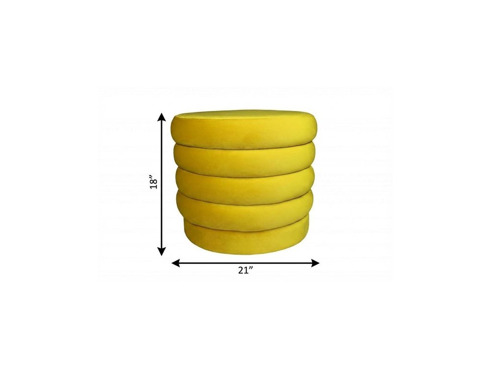 21" Yellow Velvet Tufted Round Cocktail Ottoman HomeRoots