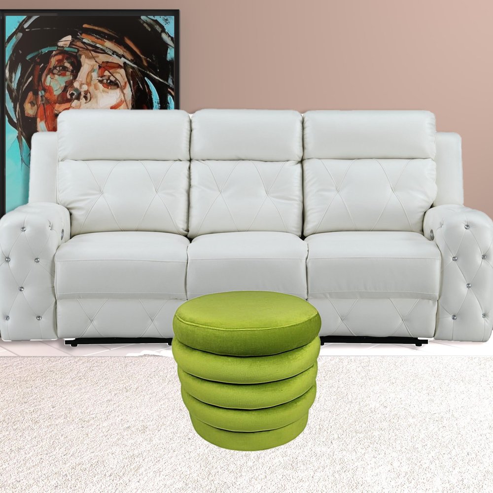 21" Green Velvet Tufted Round Cocktail Ottoman HomeRoots