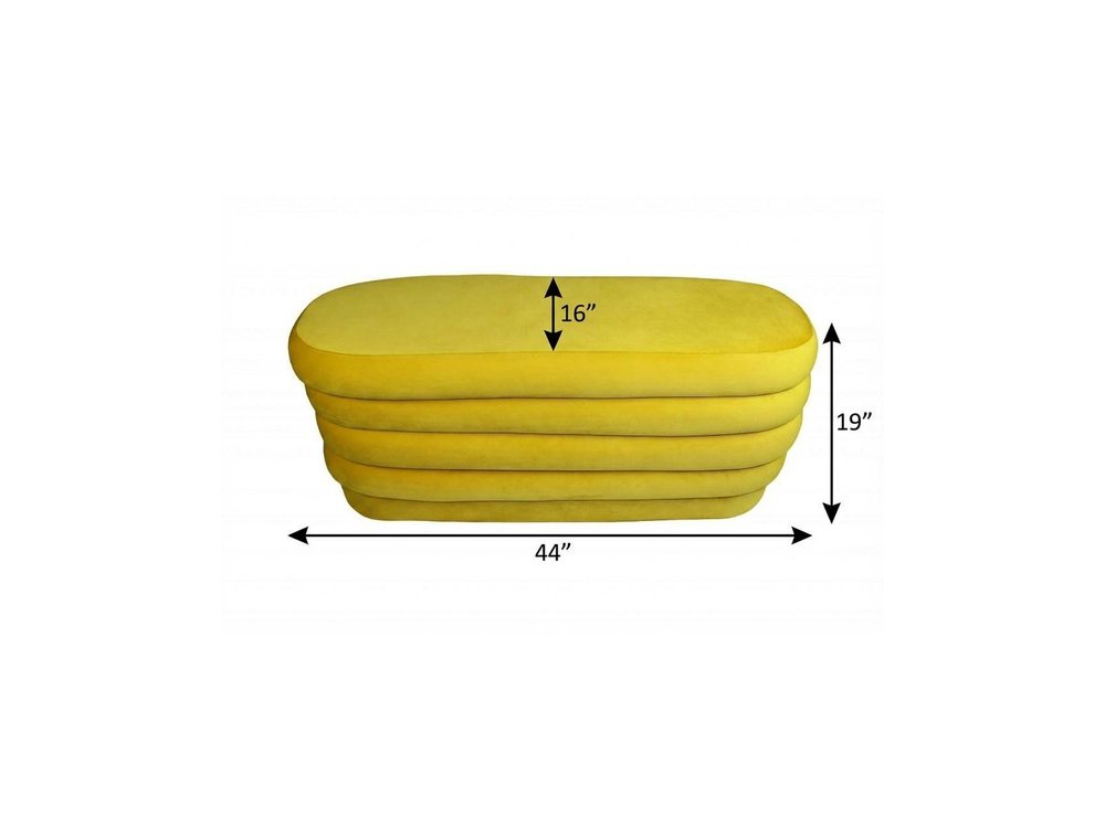 44" Yellow Velvet Tufted Oval Ottoman HomeRoots