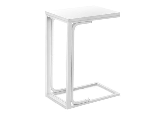25" White Laminate and Iron End Table
