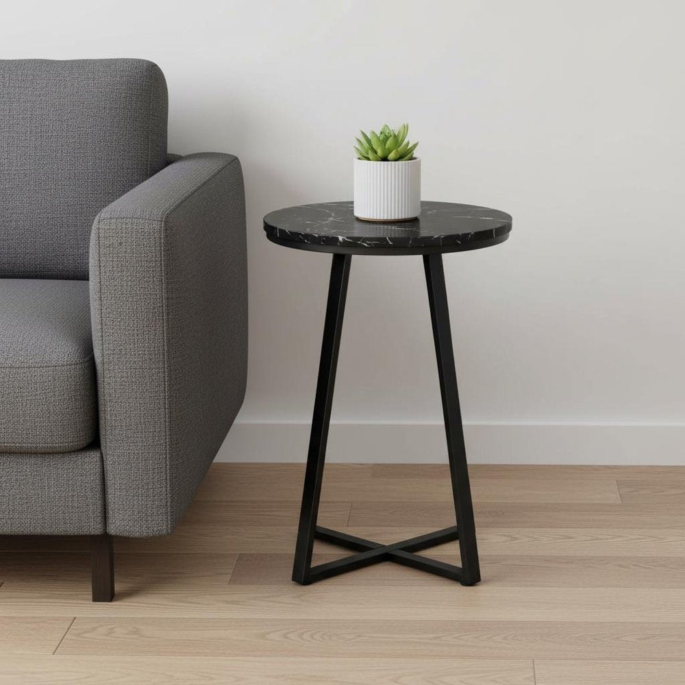 22" Black Round End Table HomeRoots