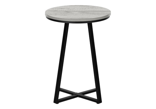 22" Gray And Black Wood And Iron Round Cross Legs End Table