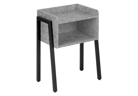 23" Dark Gray And Black Wood And Iron End Table With Shelf