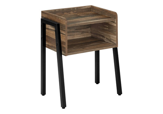 23" Brown And Black Wood And Iron End Table With Shelf