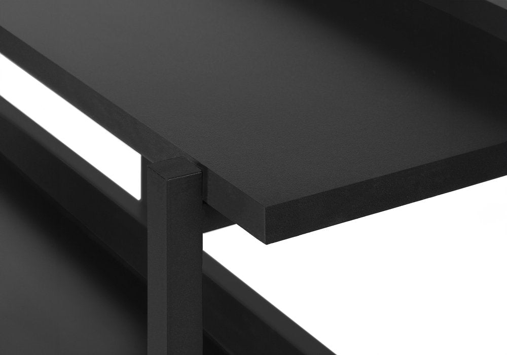 47" Black Wood and Metal Frame Console Table With Three Shelves HomeRoots