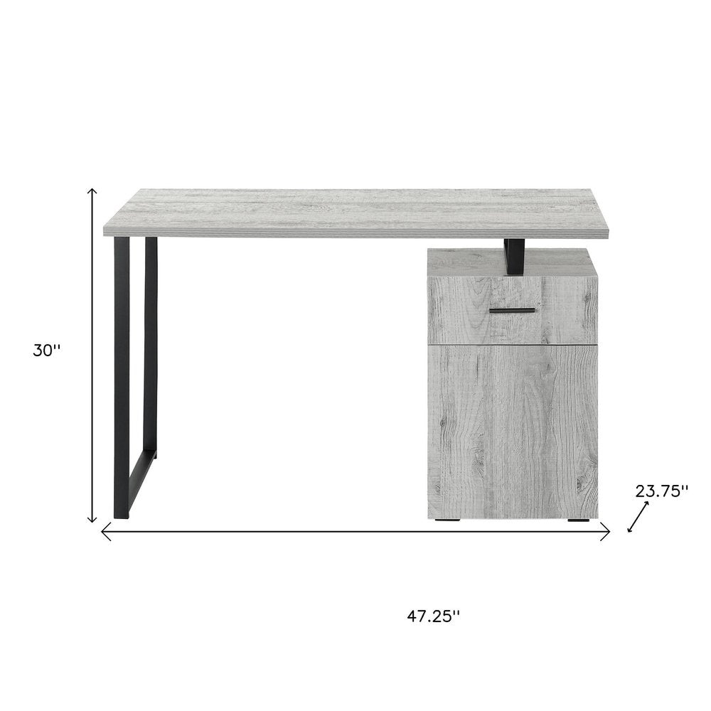 47" Gray and Black Wood and Metal Sled Computer Desk HomeRoots