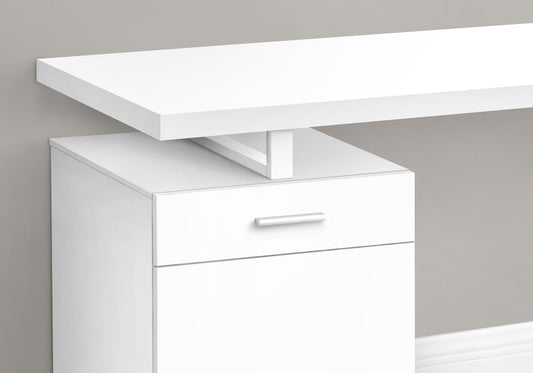 47" White Wood and Metal Sled Computer Desk