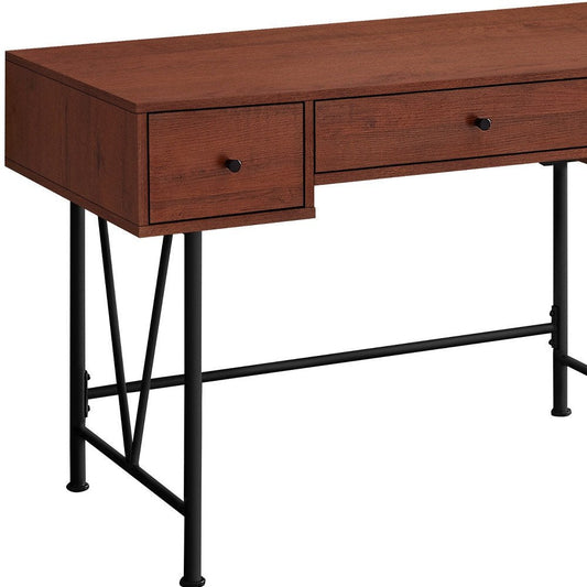 47" Brown and Black Computer Desk With Three Drawers HomeRoots