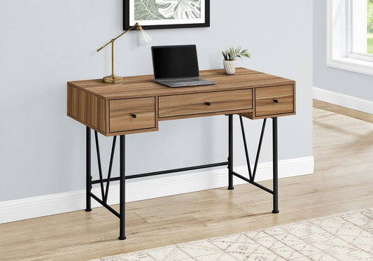 47" Brown and Black Computer Desk With Three Drawers HomeRoots