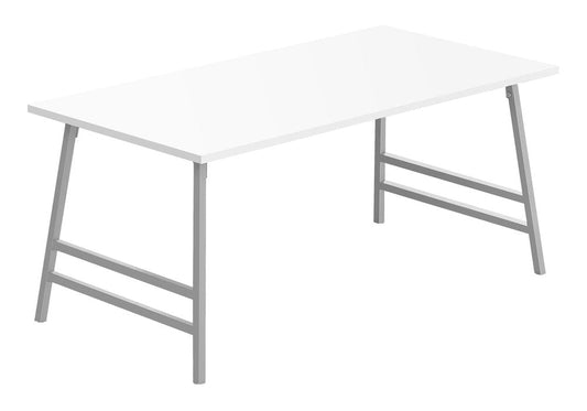 40" White And Silver Wood And Metal Coffee Table HomeRoots