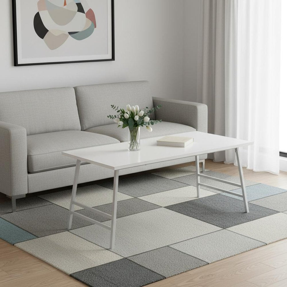 40" White And Silver Wood And Metal Coffee Table HomeRoots